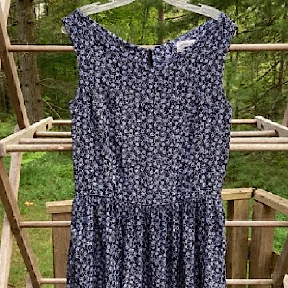 Boho BASCO Top Tunic Dress Rayon Ditzy Floral Black White Size Small Petite SP